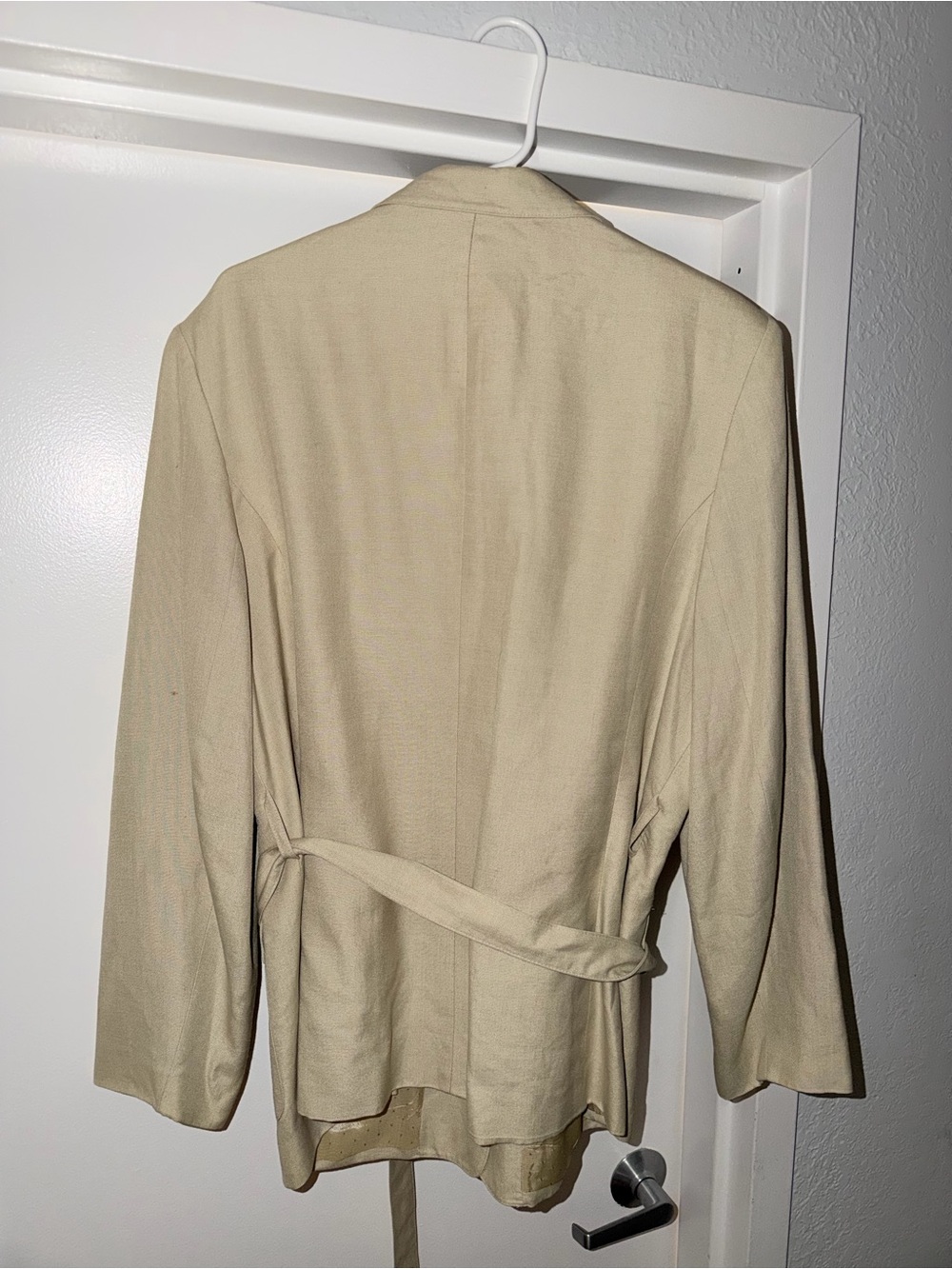 Vintage Talbots Linen blend Light Tan Belted Blazer Jacket 16 Safari Classic 16 - Picture 2 of 6